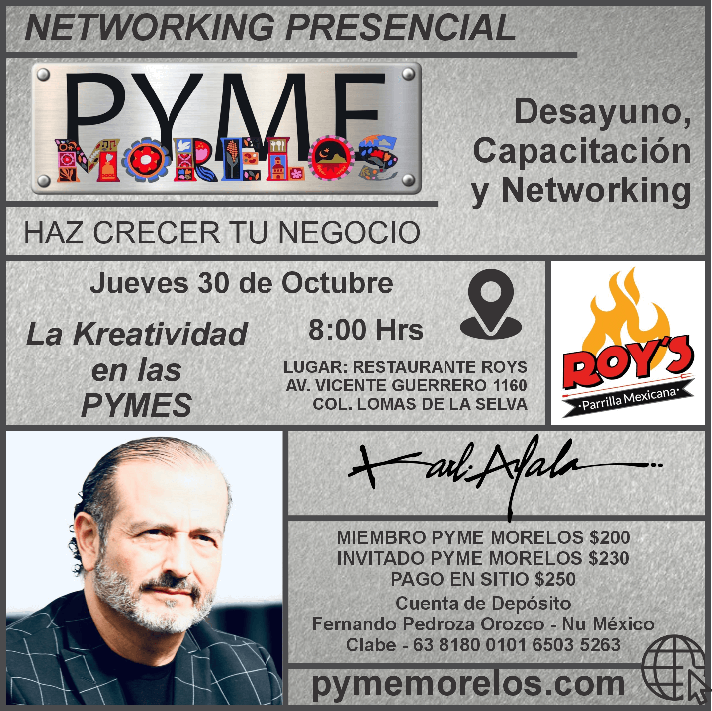 Networking presencial 30 de Octubre en Roy’s